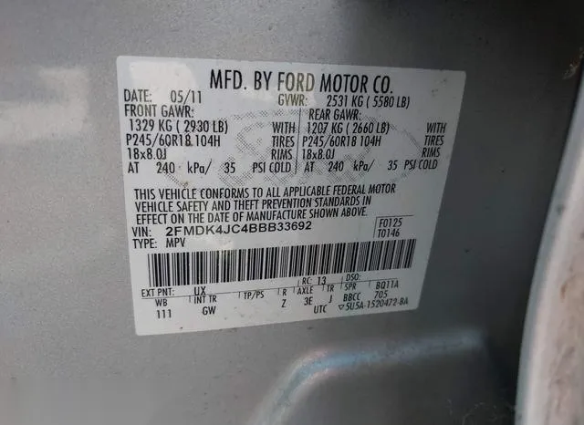 2FMDK4JC4BBB33692 2011 2011 Ford Edge- Sel 9