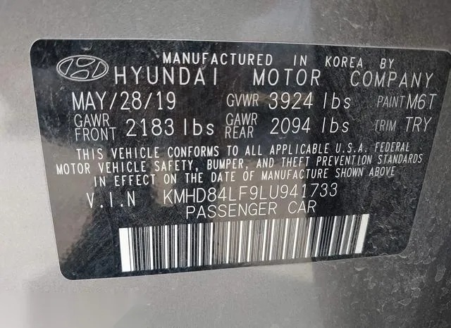 KMHD84LF9LU941733 2020 2020 Hyundai Elantra- Value Edition 9