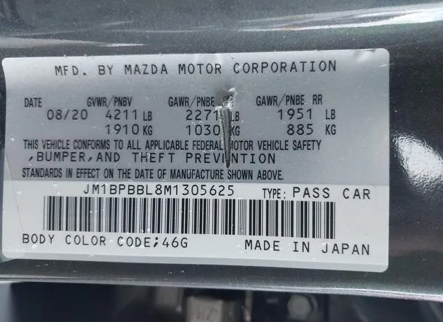 JM1BPBBL8M1305625 2021 2021 Mazda 3- Select 9