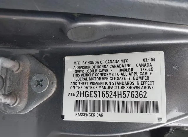 2HGES16524H576362 2004 2004 Honda Civic- LX 9