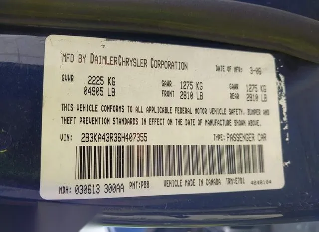 2B3KA43R36H407355 2006 2006 Dodge Charger 9