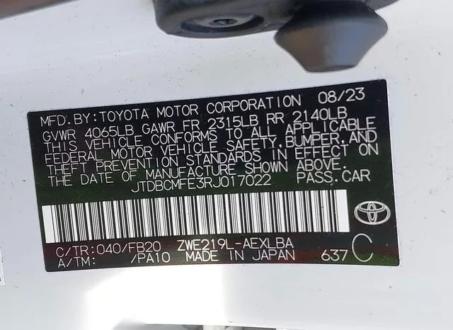 JTDBCMFE3RJ017022 2024 2024 Toyota Corolla- Hybrid Le 9