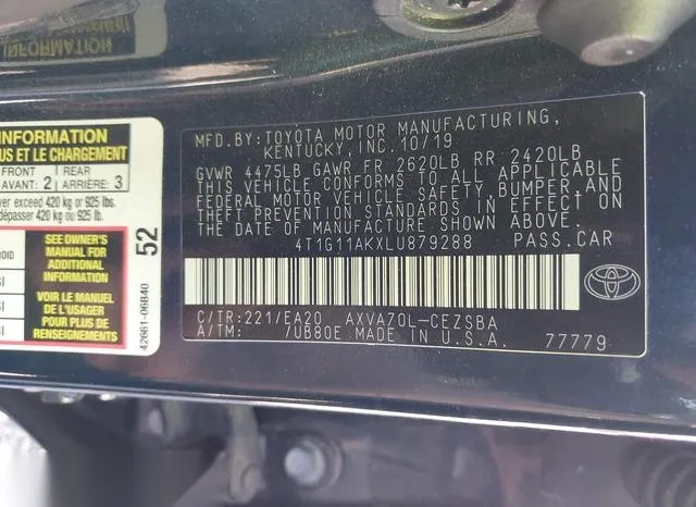 4T1G11AKXLU879288 2020 2020 Toyota Camry- SE 9