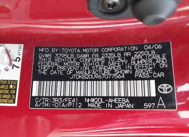 JTDKB20U967077564 2006 2006 Toyota Prius 9