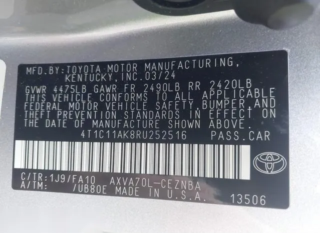 4T1C11AK8RU252516 2024 2024 Toyota Camry- LE 9