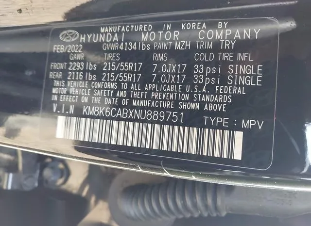 KM8K6CABXNU889751 2022 2022 Hyundai Kona- Sel 9