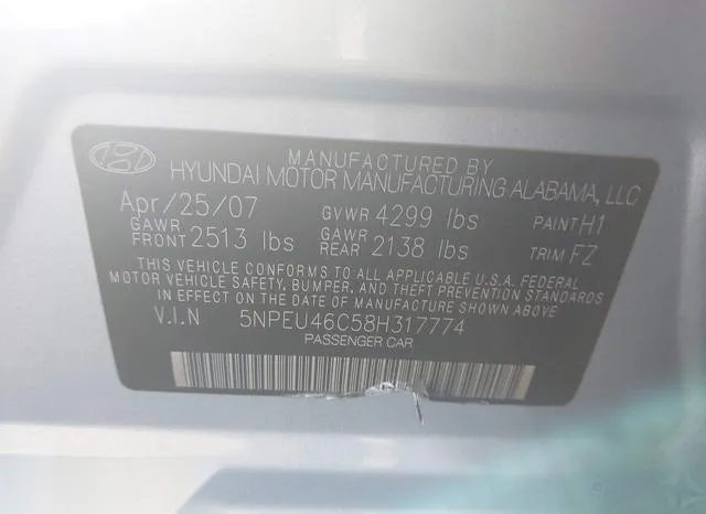 5NPEU46C58H317774 2008 2008 Hyundai Sonata- Limited/Se 9