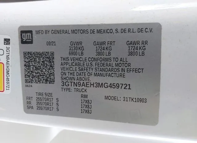 3GTN9AEH3MG459721 2021 2021 GMC Sierra- 1500 4Wd  Long Box 9