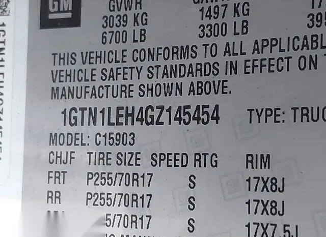 1GTN1LEH4GZ145454 2016 2016 GMC Sierra- 1500 9