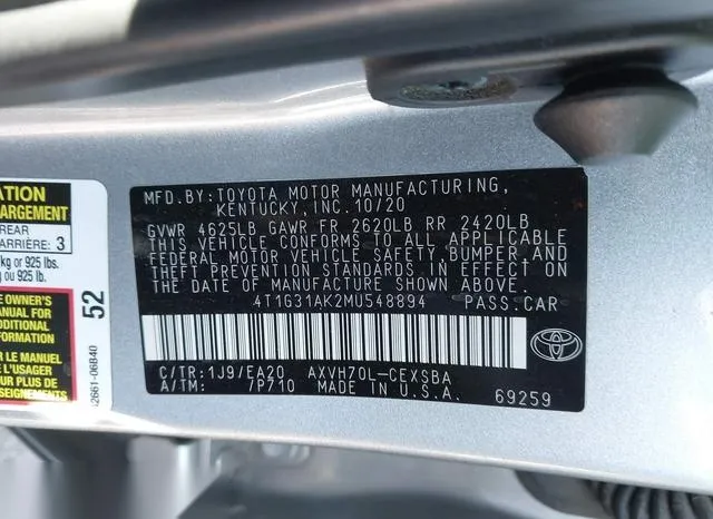 4T1G31AK2MU548894 2021 2021 Toyota Camry- Se Hybrid 9