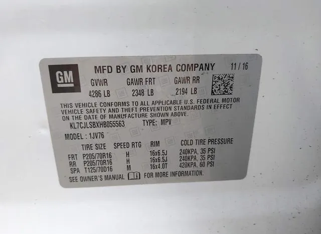 KL7CJLSBXHB055563 2017 2017 Chevrolet Trax- LT 9