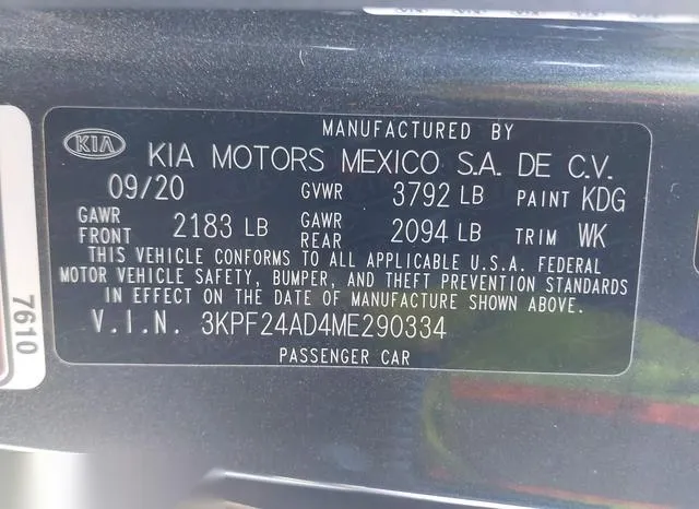 3KPF24AD4ME290334 2021 2021 KIA Forte- Lxs 9