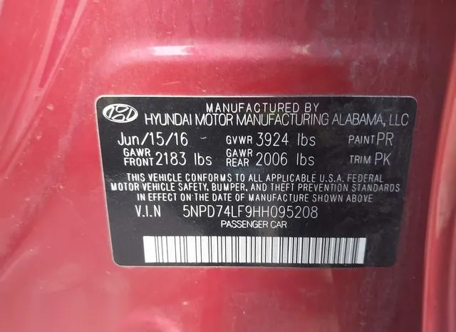 5NPD74LF9HH095208 2017 2017 Hyundai Elantra- SE 9