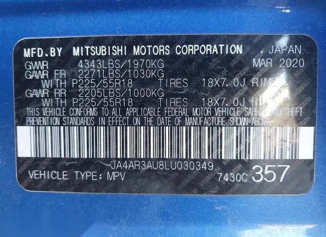 JA4AR3AU8LU030349 2020 2020 Mitsubishi Outlander- Sport 2-0 9