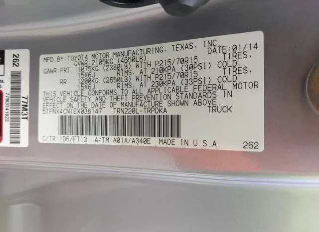 5TFNX4CN1EX036147 2014 2014 Toyota Tacoma 9