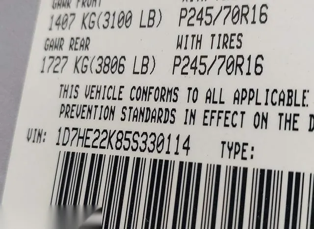 1D7HE22K85S330114 2005 2005 Dodge Dakota- ST 9