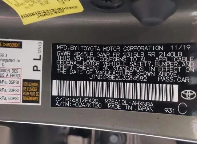 JTND4RBE2L3084582 2020 2020 Toyota Corolla- SE 9