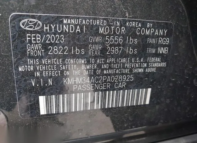 KMHM34AC2PA028925 2023 2023 Hyundai Ioniq 6- Sel 9