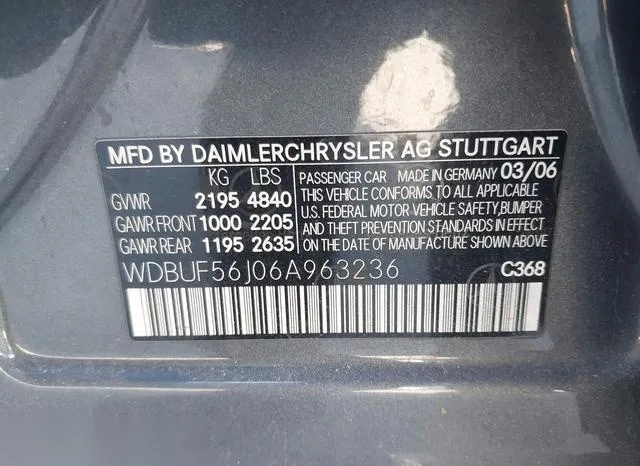 WDBUF56J06A963236 2006 2006 Mercedes-Benz E 350 9