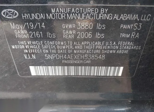 5NPDH4AEXEH538548 2014 2014 Hyundai Elantra- SE 9