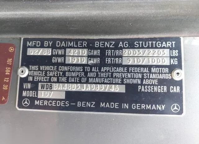 WDBBA48D5JA083746 1988 1988 Mercedes-Benz 560- SL 9