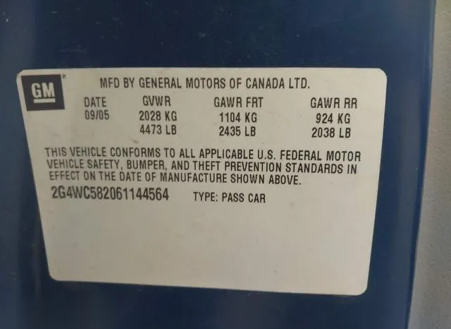 2G4WC582061144564 2006 2006 Buick Lacrosse- CX 9