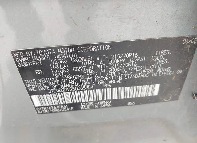 JTEGD20V250085954 2005 2005 Toyota RAV4 9