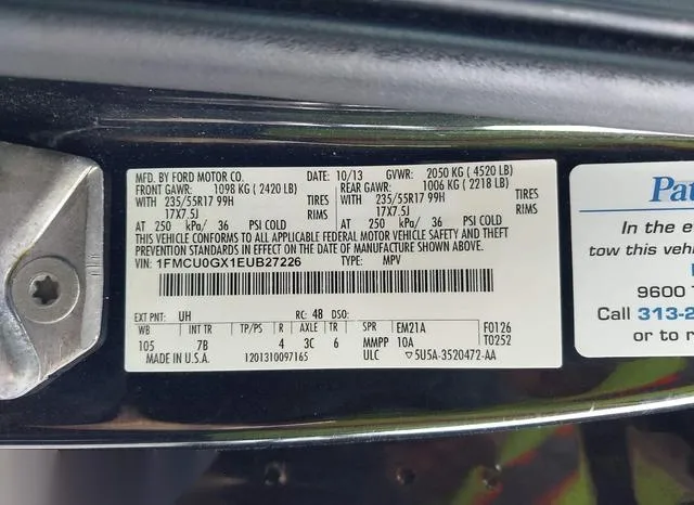 1FMCU0GX1EUB27226 2014 2014 Ford Escape- SE 9