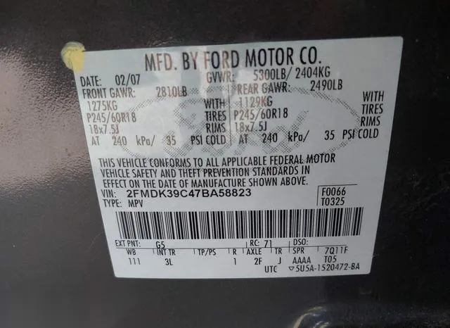 2FMDK39C47BA58823 2007 2007 Ford Edge- Sel Plus 9