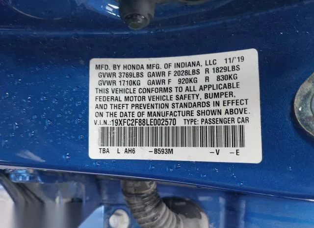 19XFC2F88LE002570 2020 2020 Honda Civic- Sport 9