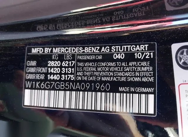 W1K6G7GB5NA091960 2022 2022 Mercedes-Benz S 580- 4Matic 9