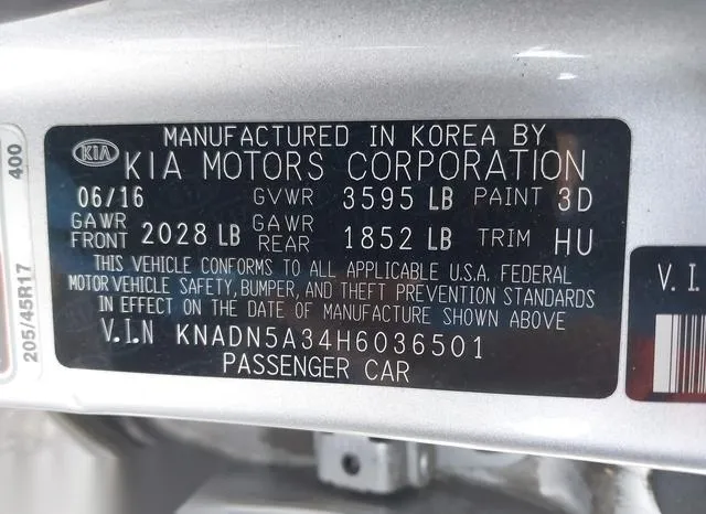 KNADN5A34H6036501 2017 2017 KIA Rio- SX 9