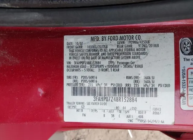 3FAHP07Z48R152884 2008 2008 Ford Fusion- SE 9