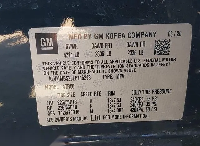 KL4MMBS20LB116298 2020 2020 Buick Encore- GX Fwd Preferred 9