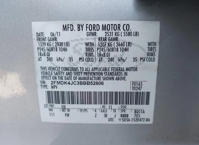 2FMDK4JC3BBB52606 2011 2011 Ford Edge- Sel 9