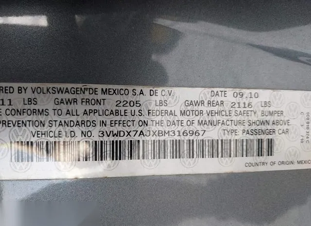 3VWDX7AJXBM316967 2011 2011 Volkswagen Jetta- 2-5L Se 9