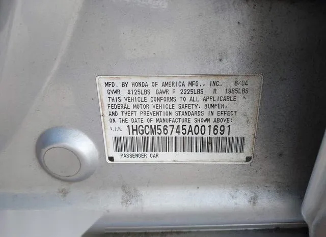 1HGCM56745A001691 2005 2005 Honda Accord- 2-4 EX 9