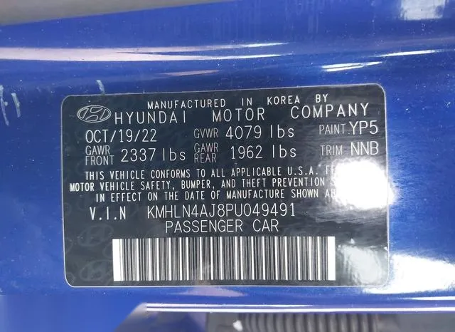 KMHLN4AJ8PU049491 2023 2023 Hyundai Elantra- Hybrid Limited 9