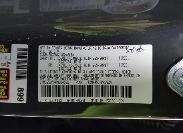 3TMLB5JNXRM004582 2024 2024 Toyota Tacoma- Trd Off Road 9