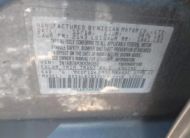 3N1AB7AP2KY260656 2019 2019 Nissan Sentra- S 9