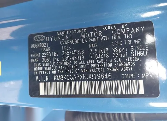 KM8K33A3XNU819846 2022 2022 Hyundai Kona- N Line 9