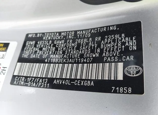 4T1BB3EK3AU119407 2010 2010 Toyota Camry- Hybrid 9