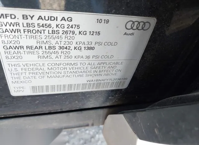 WA1BNAFY7L2036199 2020 2020 Audi Q5- Premium Plus 45 Tfsi Q 9