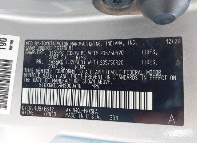 5TDXRKEC4MS009418 2021 2021 Toyota Sienna- Xse 9