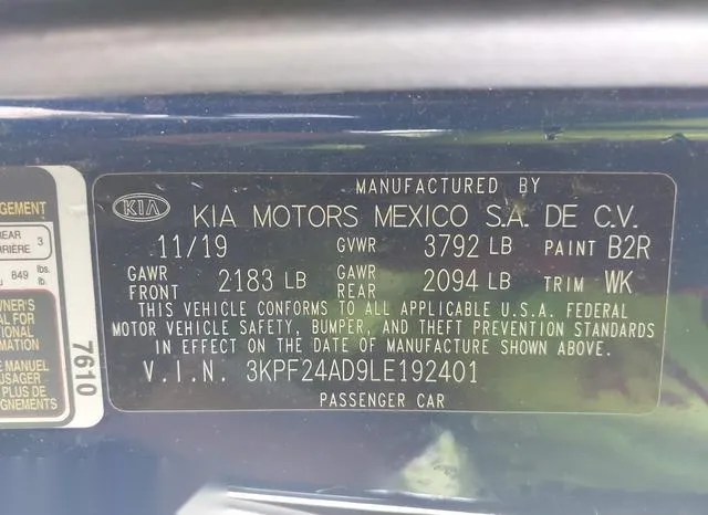 3KPF24AD9LE192401 2020 2020 KIA Forte- Lxs 9