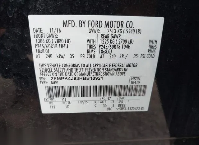 2FMPK4J93HBB18921 2017 2017 Ford Edge- Sel 9