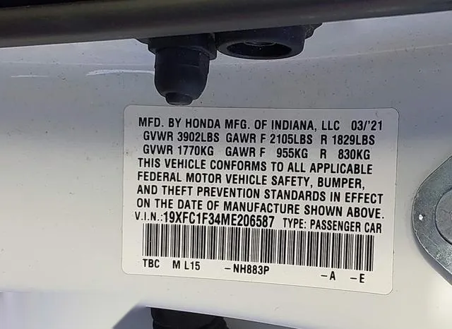 19XFC1F34ME206587 2021 2021 Honda Civic- EX 9