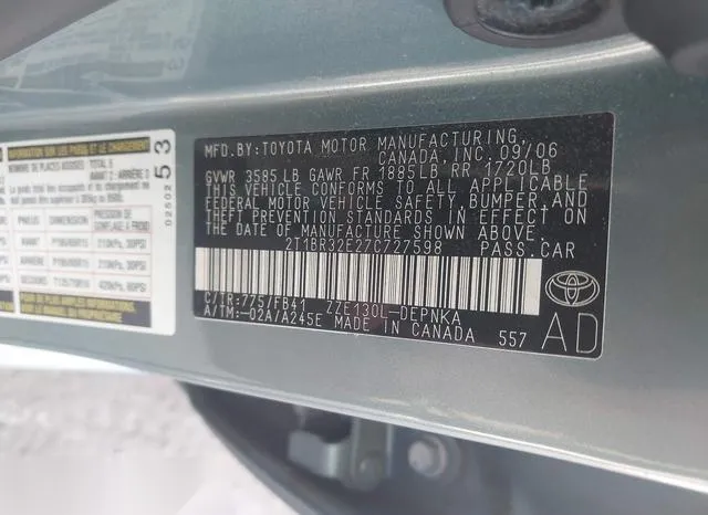 2T1BR32E27C727598 2007 2007 Toyota Corolla- LE 9