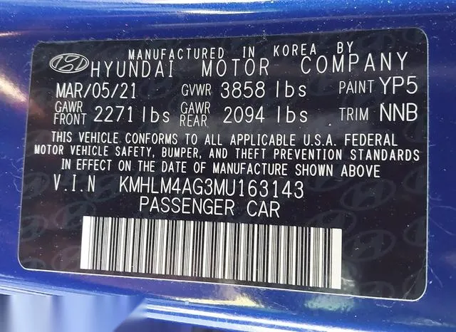 KMHLM4AG3MU163143 2021 2021 Hyundai Elantra- Sel 9