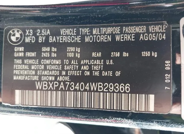 WBXPA73404WB29366 2004 2004 BMW X3- 2-5I 9